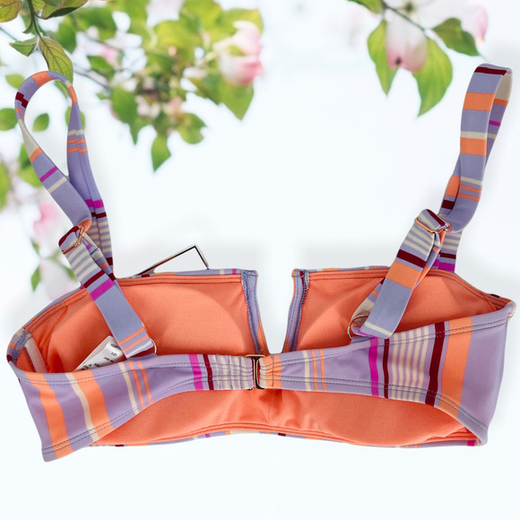 Hula Honey Vertical Stripe Bikini Bra Top Medium - Picture 6 of 8